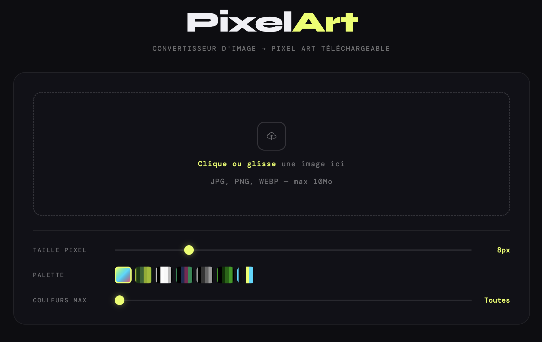 Aperçu du projet Pixel Art